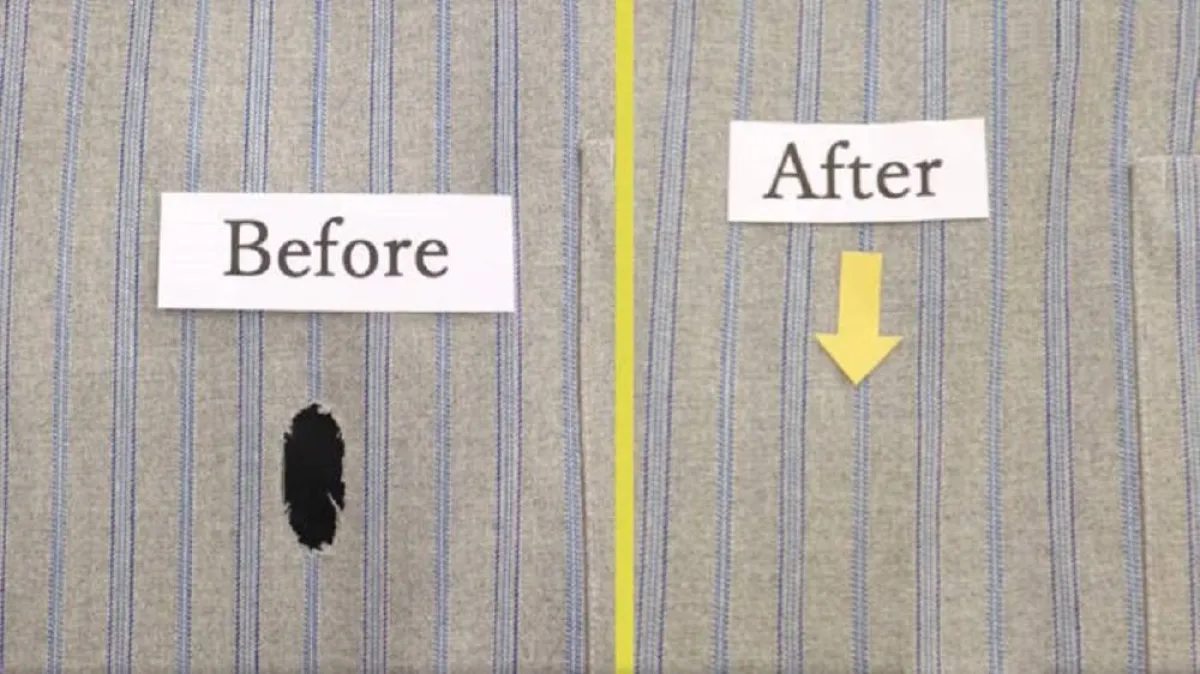 صورة القماشة قبل وبعد الإصلاح