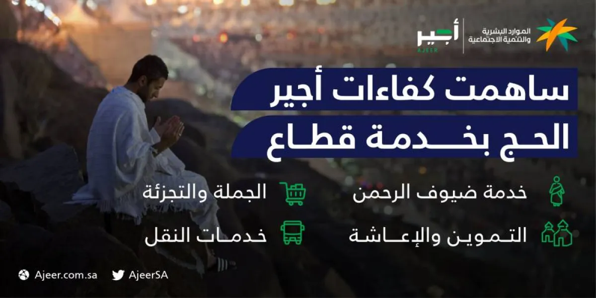 برنامج أجير يحقق فوائد لأكثر من 370 منشأة في حج 1443 هـ - مصدر الصورة تويتر أجير