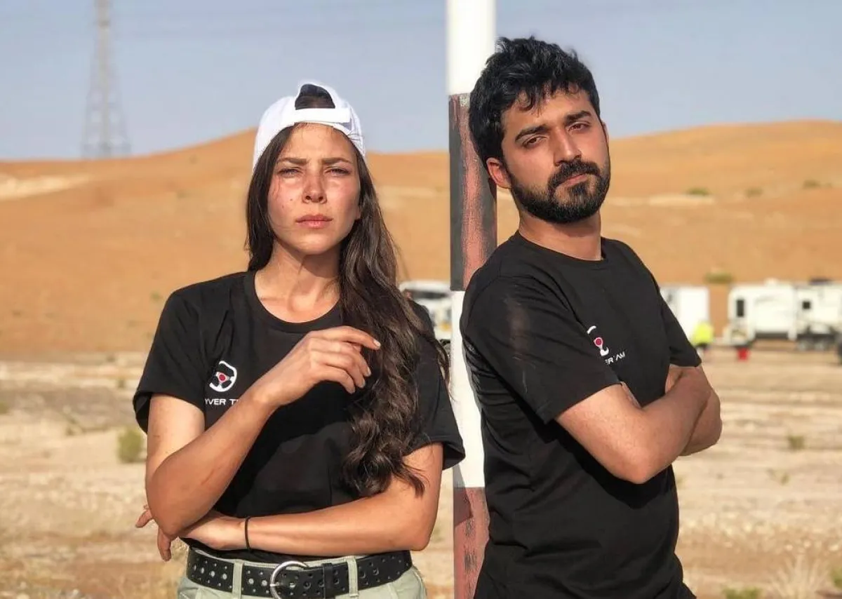 فاطمة البنوي وبراء عالم من كواليس فيلم "سكة طويلة"- صورة من صفحتها الرسمية على انستغرام