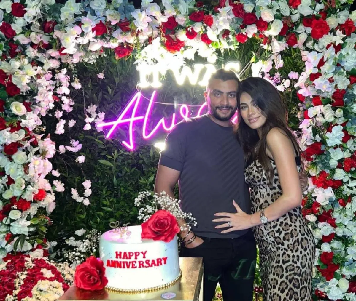 احتفال هاجر أحمد بذكرى زواجها الأولى - الصورة من حسابها على إنستغرام