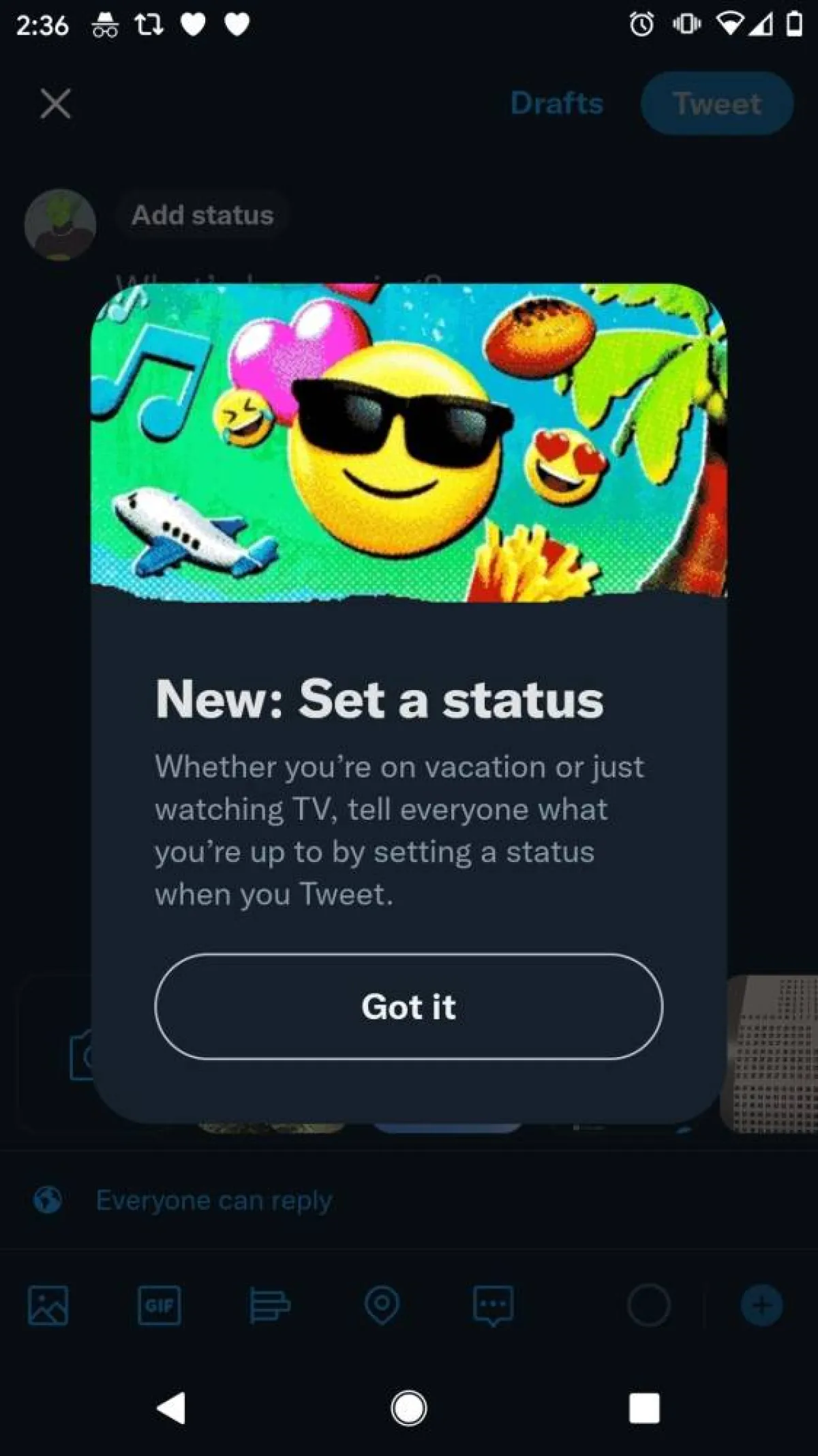 صورة إتاحة الميزة الجديدة على تويتر