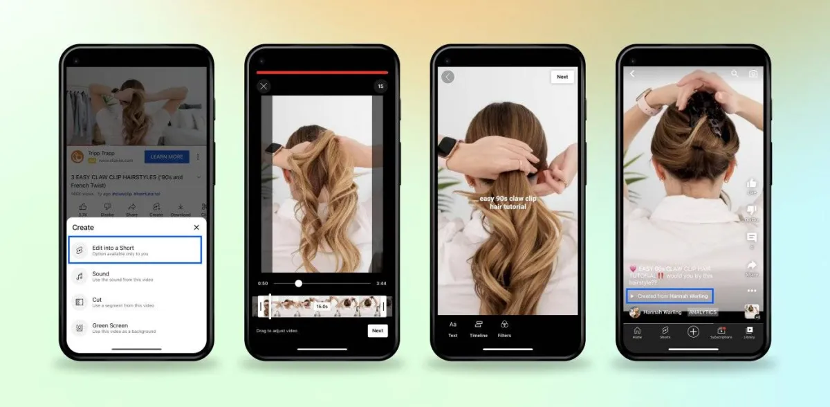 صورة لطريقة تحويل المقاطع الطويلة على يوتيوب إلى شورتس