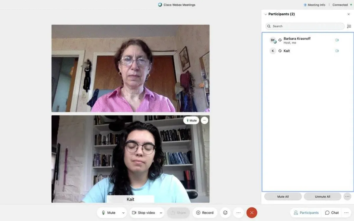 صورة من مكالمة فيديو عبر تطبيق سيسكو ويبيكس