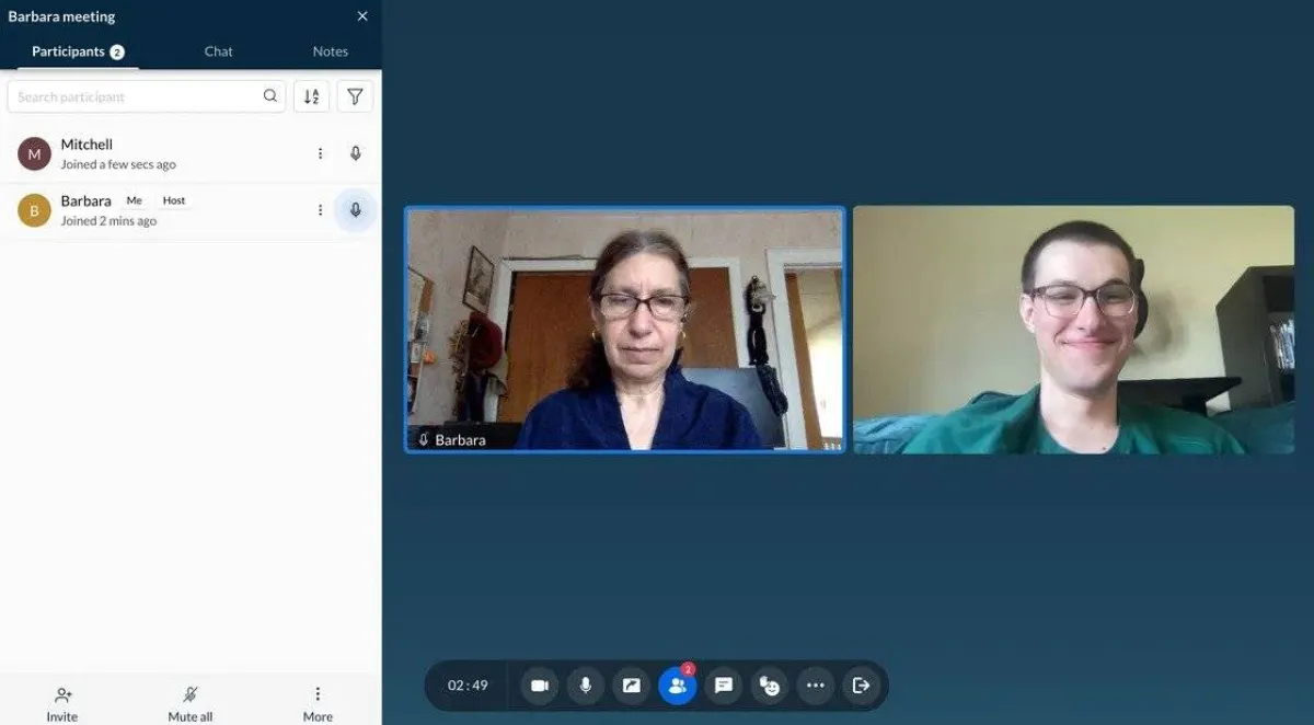 صورة من تطبيق ZOHO MEETING