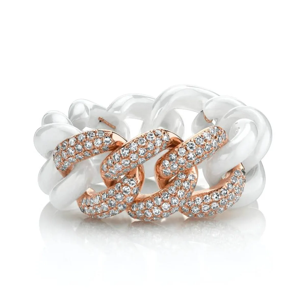 خاتم Triple Pave White Ceramic من شاي Shay