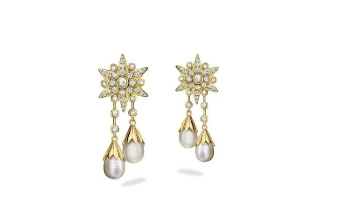 أقراط Drop Shaped Star من عزة فهمي AZZA Fahmy