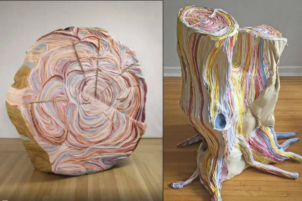 منحوتات جذوع أشجار من الملابس