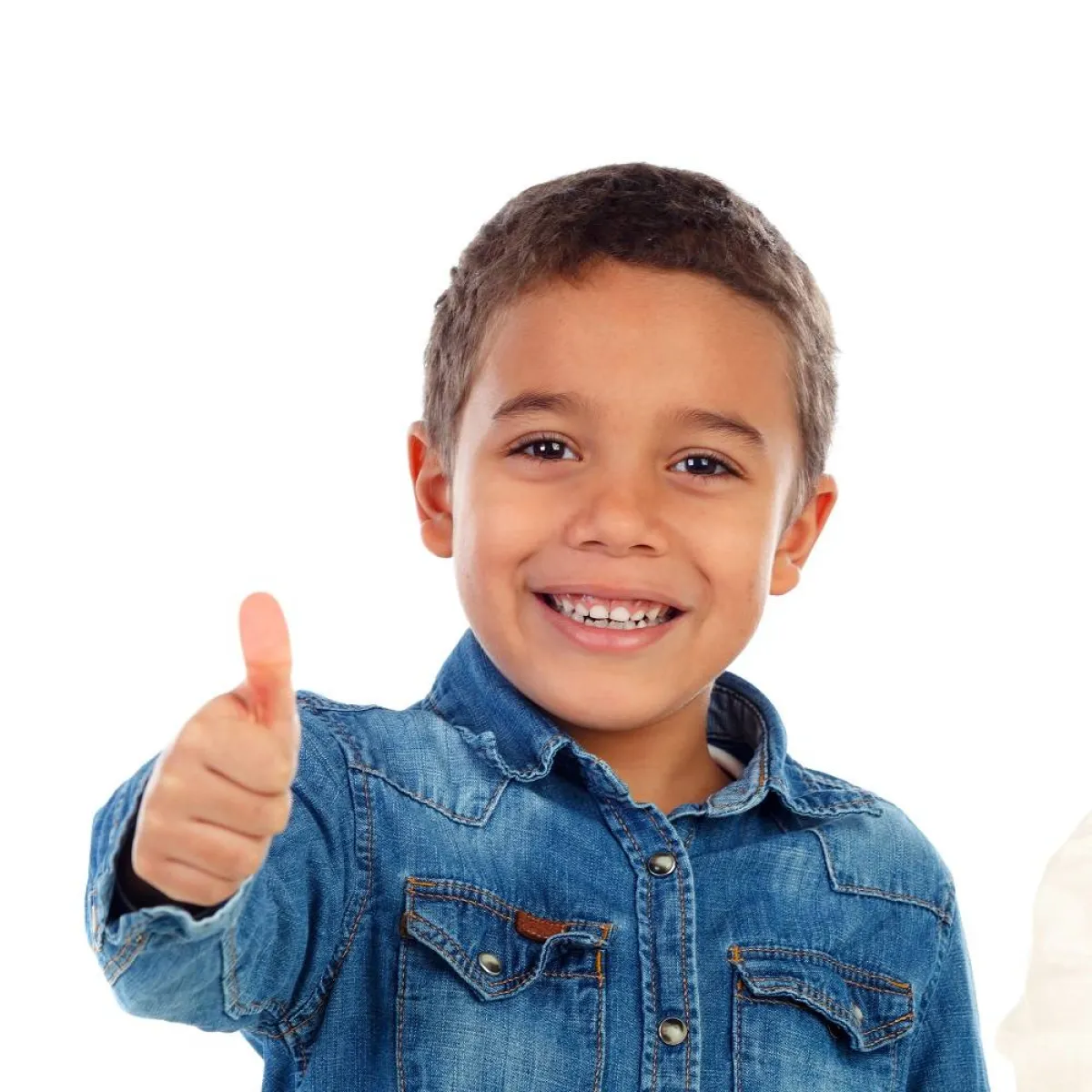 صورة لطفل يشير بعلامة الثقة والنصر