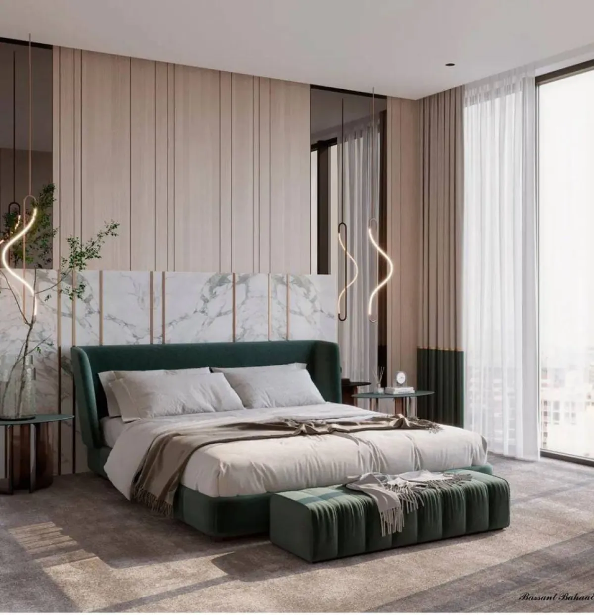 الزجاج والخشب يتشاركان في تصميم الجدار