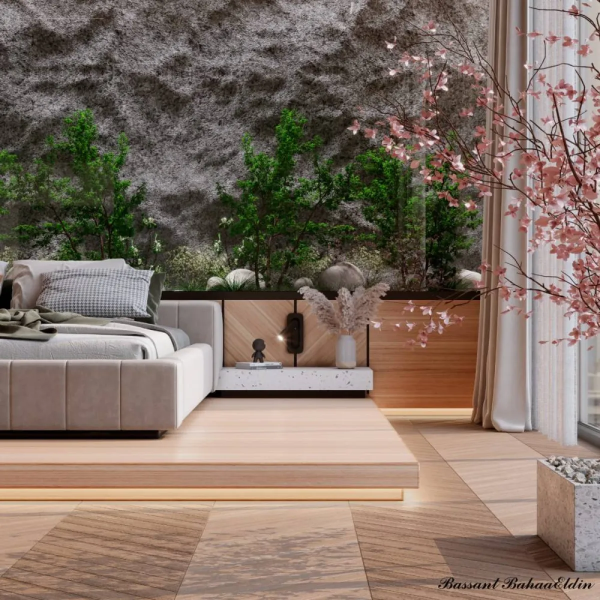 الزجاج خلف السرير، في عمل فنّي جذّاب