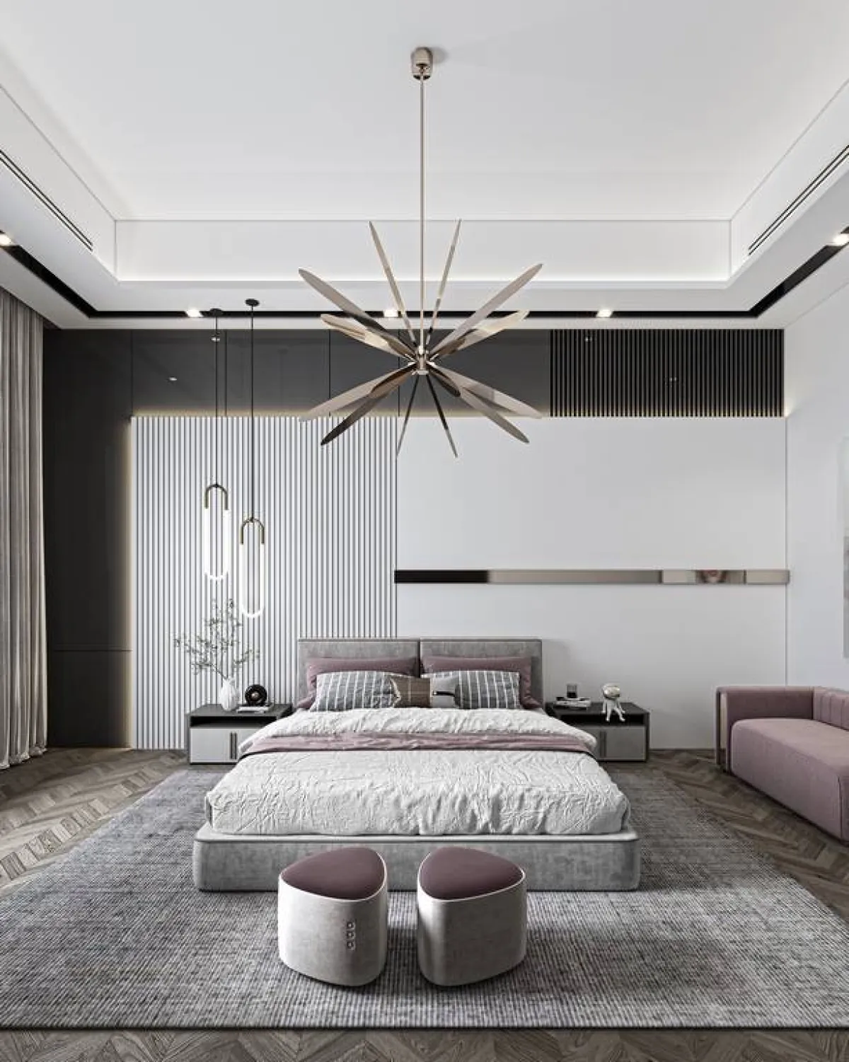 مواد عدة مستخدمة في تكسية الجدار خلف السرير