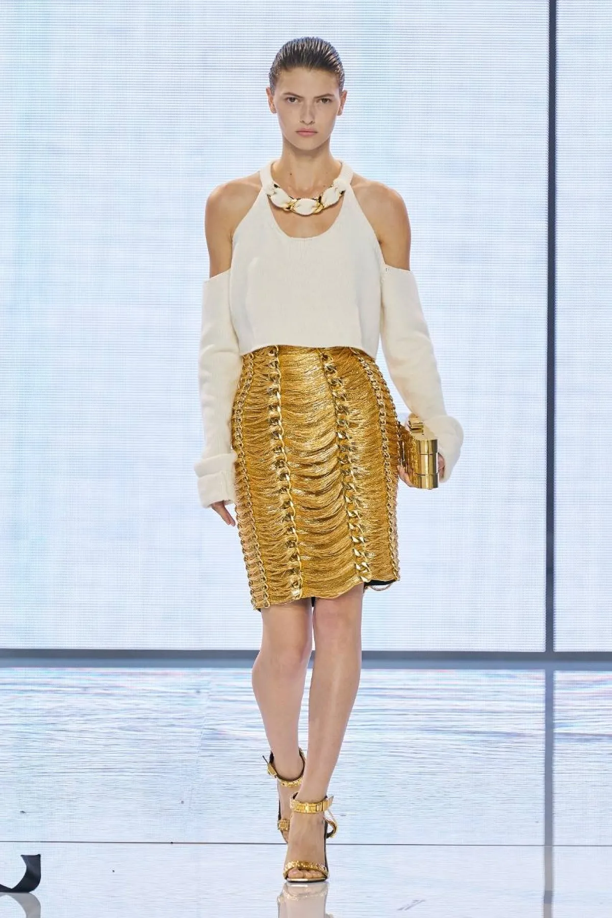 تنورة قصيرة ذهبية، من بالمن Balmain