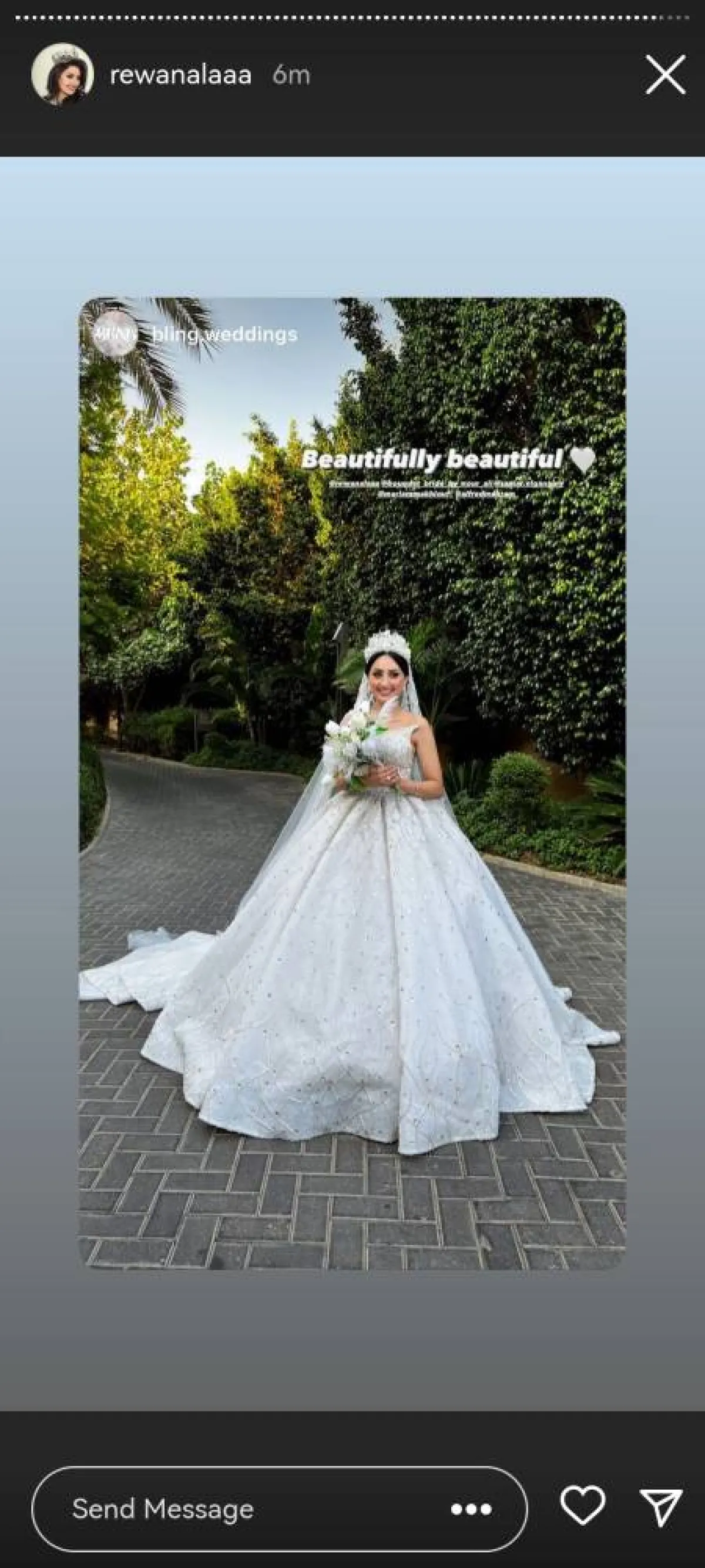 لقطة شاشة من ستوري ريوان علاء على انستجرام في حفل زفافها