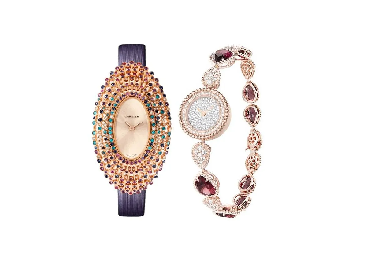 موديلات ساعات مرصعة بالألماس والأحجار الكريمة الملونة