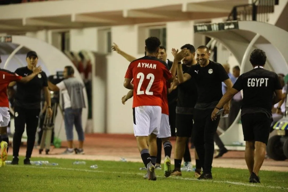 فرحة لاعبي منتخب مصر بالهدف