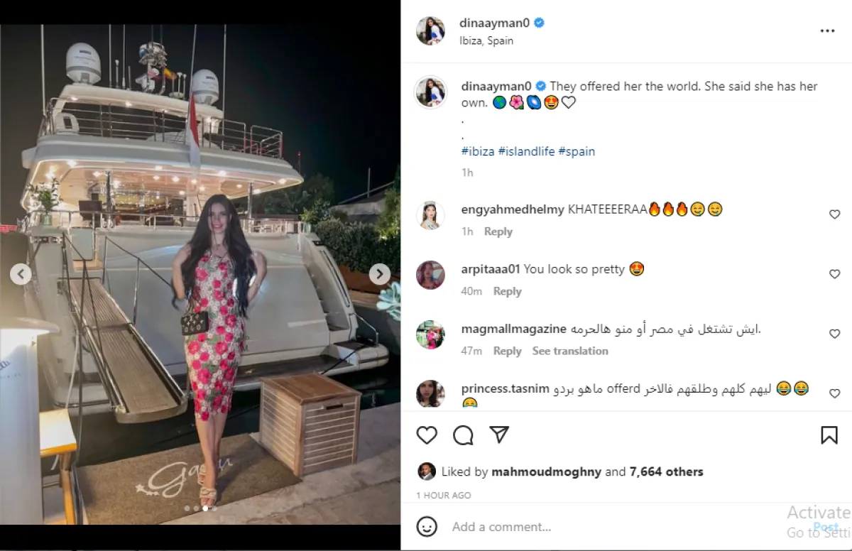 لقطة شاشة من حساب المهندسة دينا أيمن على إنستجرام