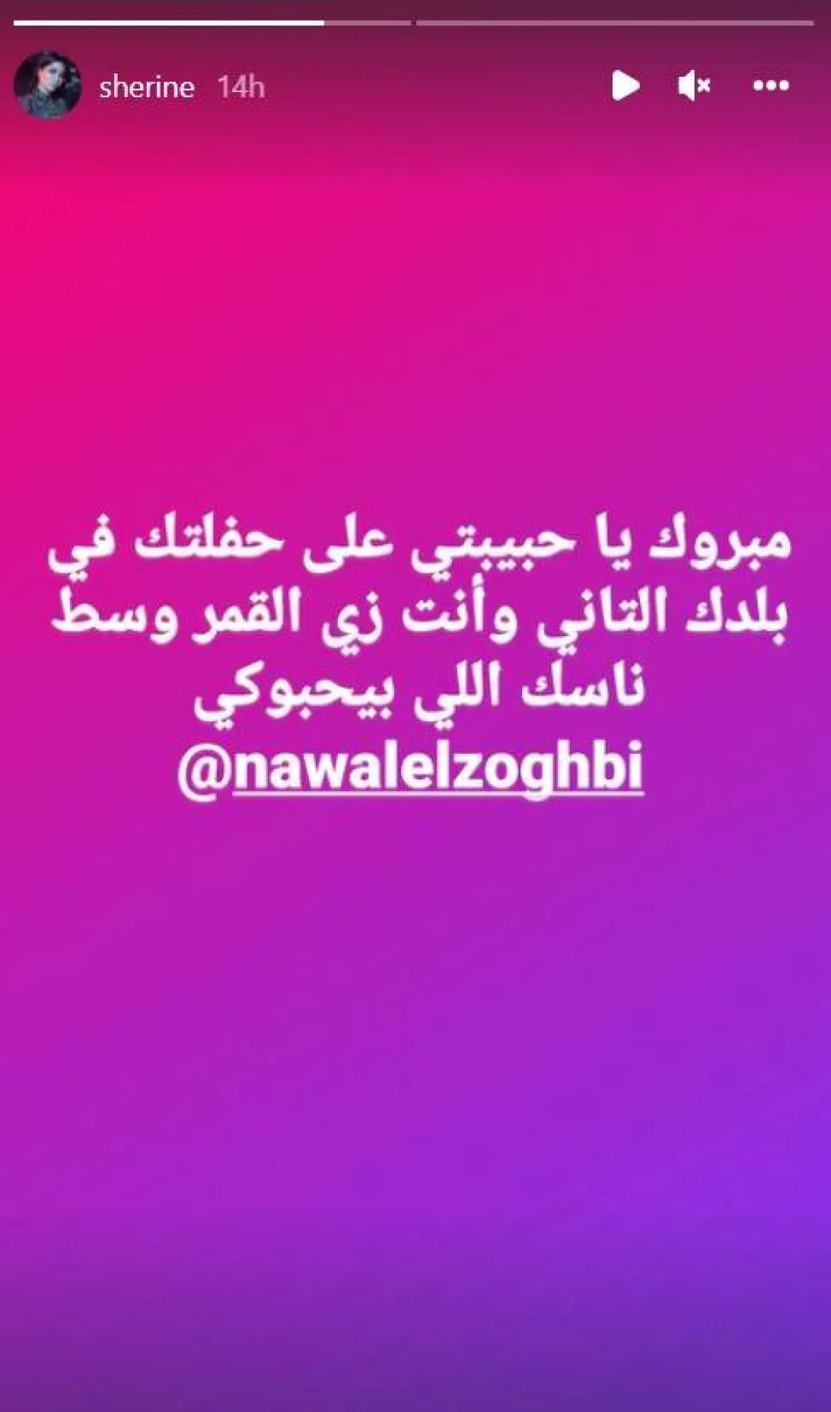 شيرين عبد الوهاب توجه رسالة لـ نوال الزغبي - سكرين شوت من خاصية الستوري عبر حساب شيرين على انستغرام