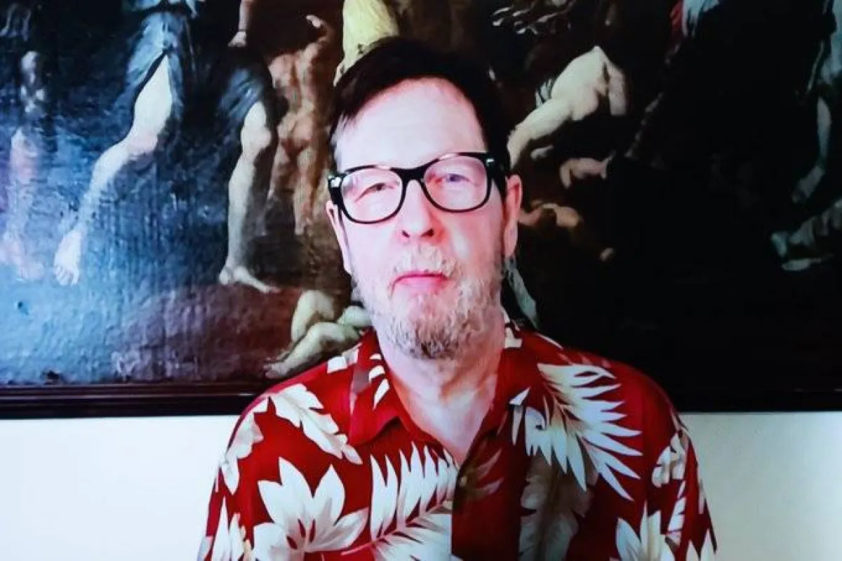 لارس فون ترير أثناء مشاركته في المؤتمر الصحفي في مهرجان فينيسيا- الصورة من حساب المهرجان على تويتر