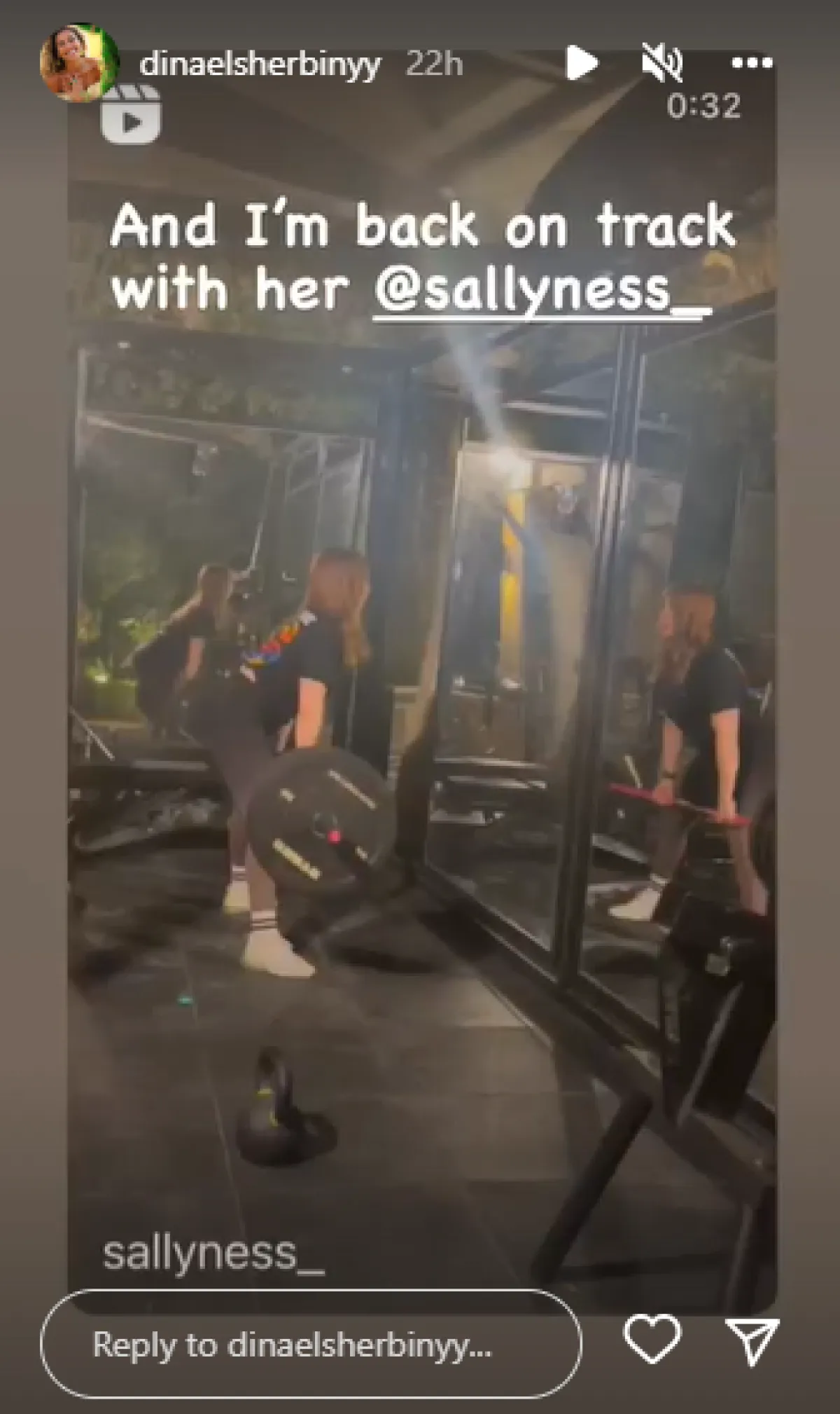 دينا الشربيني تمارس رياضة رفع الأثقال في أحدث ظهور لها - الصورة من الاستوري عبر حسابها على إنستغرام