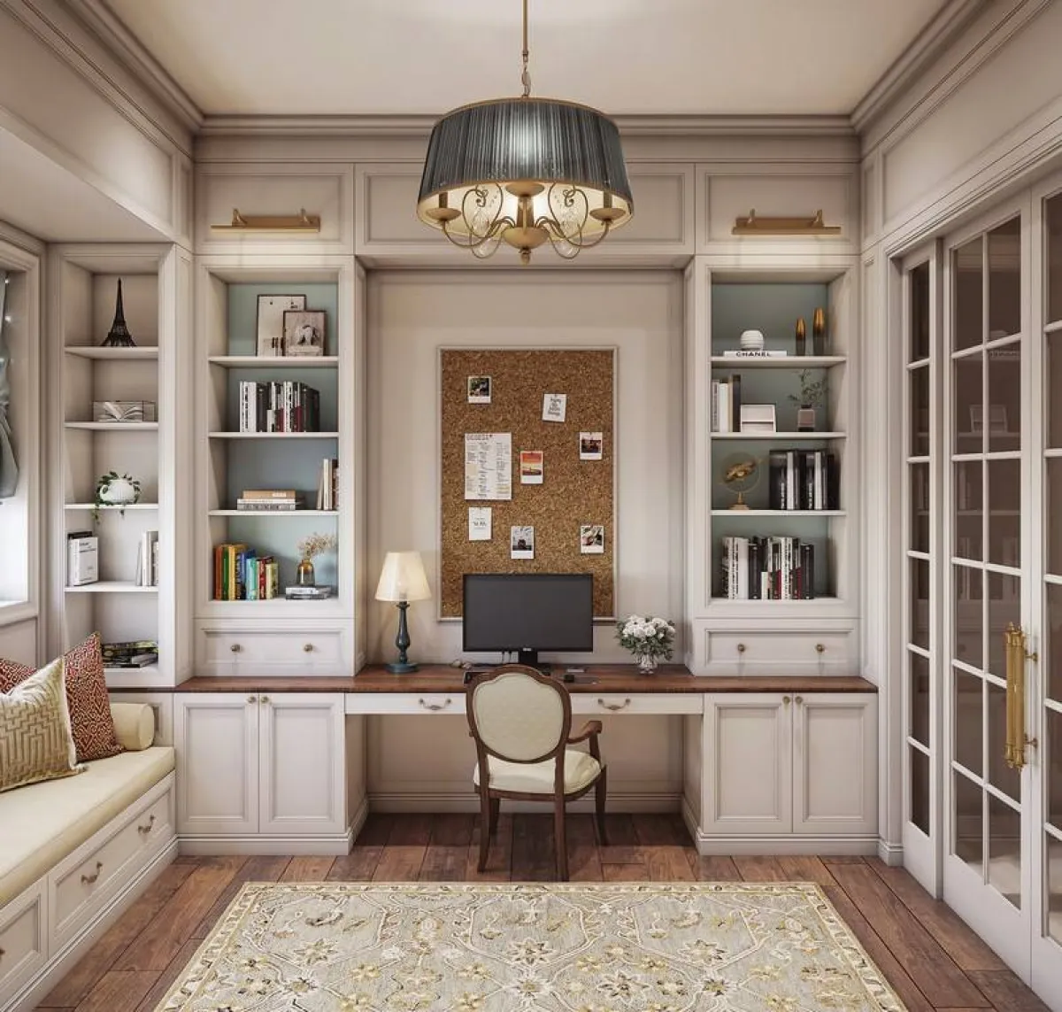 مكتب مدمج بغرفة 