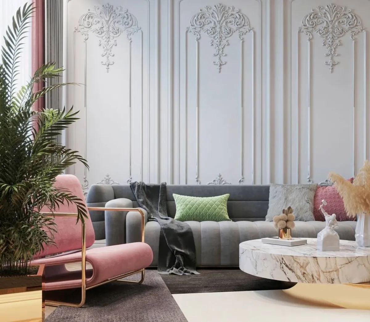 "البانوهات" اللافتة على الجدران، في غرفة الاستقبال