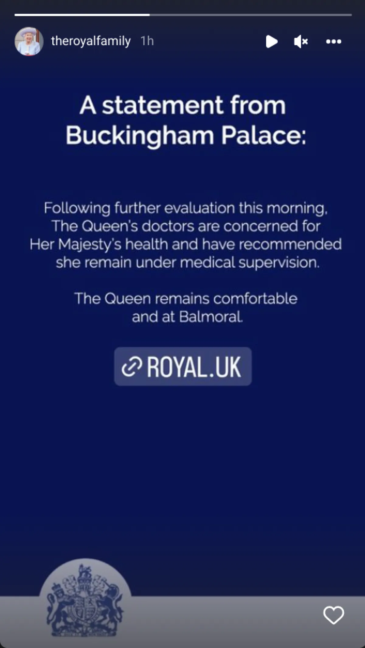 بيان القصر الملكي الذي نشر في إنستغرام