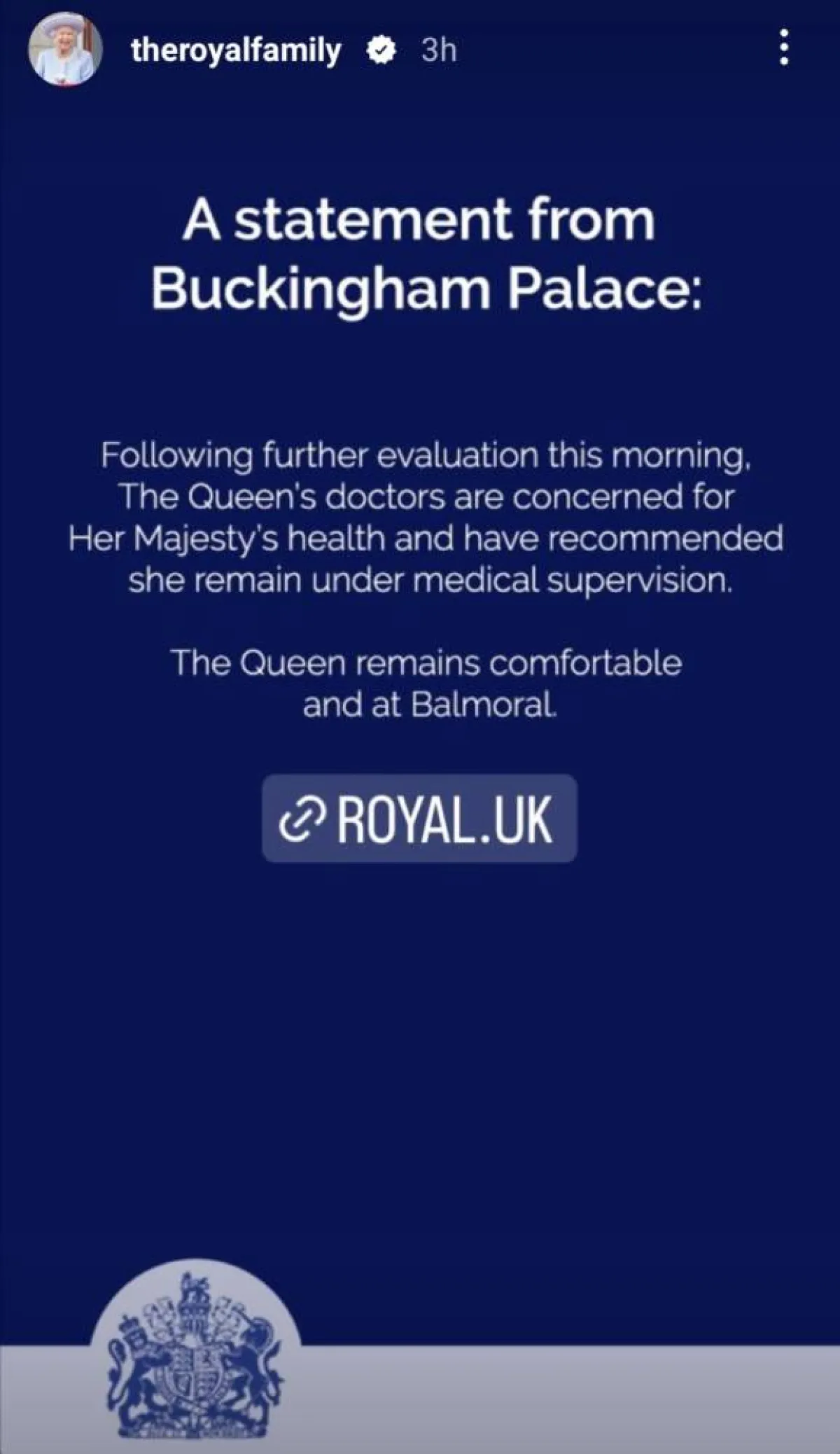 بيان قصر باكنغهام حول صحة الملكة إليزابيث على قصص إنستغرام The Royal Family