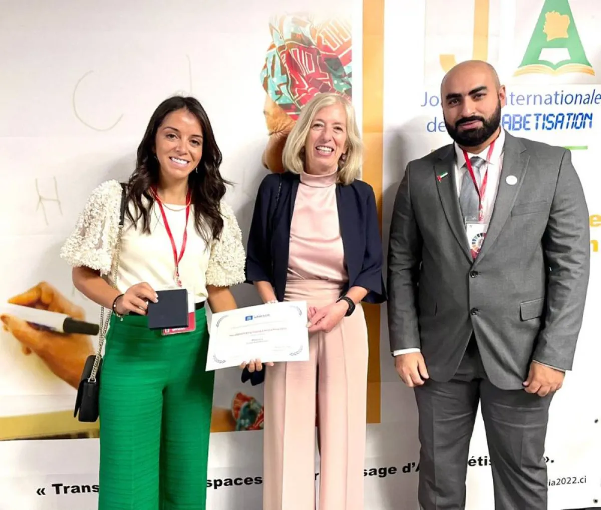   منصة "مدرسة" تفوز بجائزة "اليونسكو" الدولية لمحو الأمية. الصورة من مكتب دبي الإعلامي