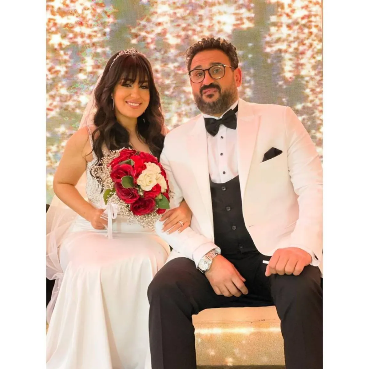 آيتن عامر وأكرم حسني - صورة من حساب آيتن على انستغرام من كواليس مسلسل مكتوب عليا