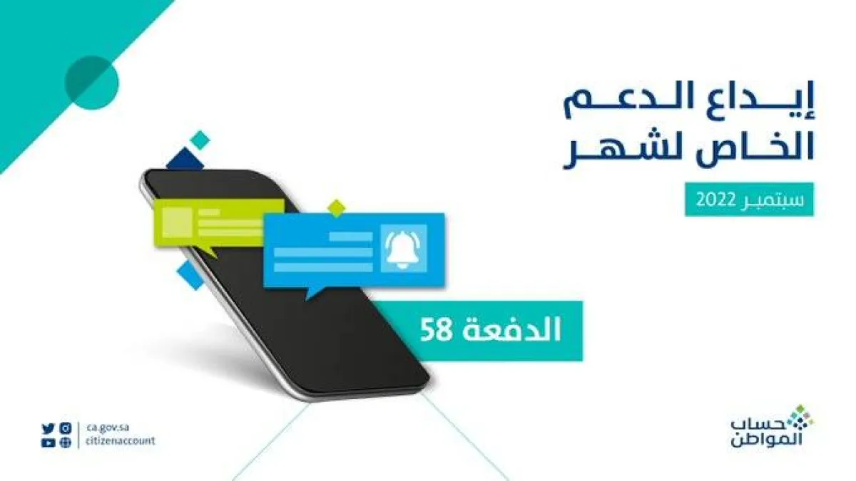برنامج حساب المواطن يعلن بدء إيداع دعم شهر سبتمبر 2022 للمستفيدين المكتملة طلباتهم - الصورة من حساب البرنامج على تويتر