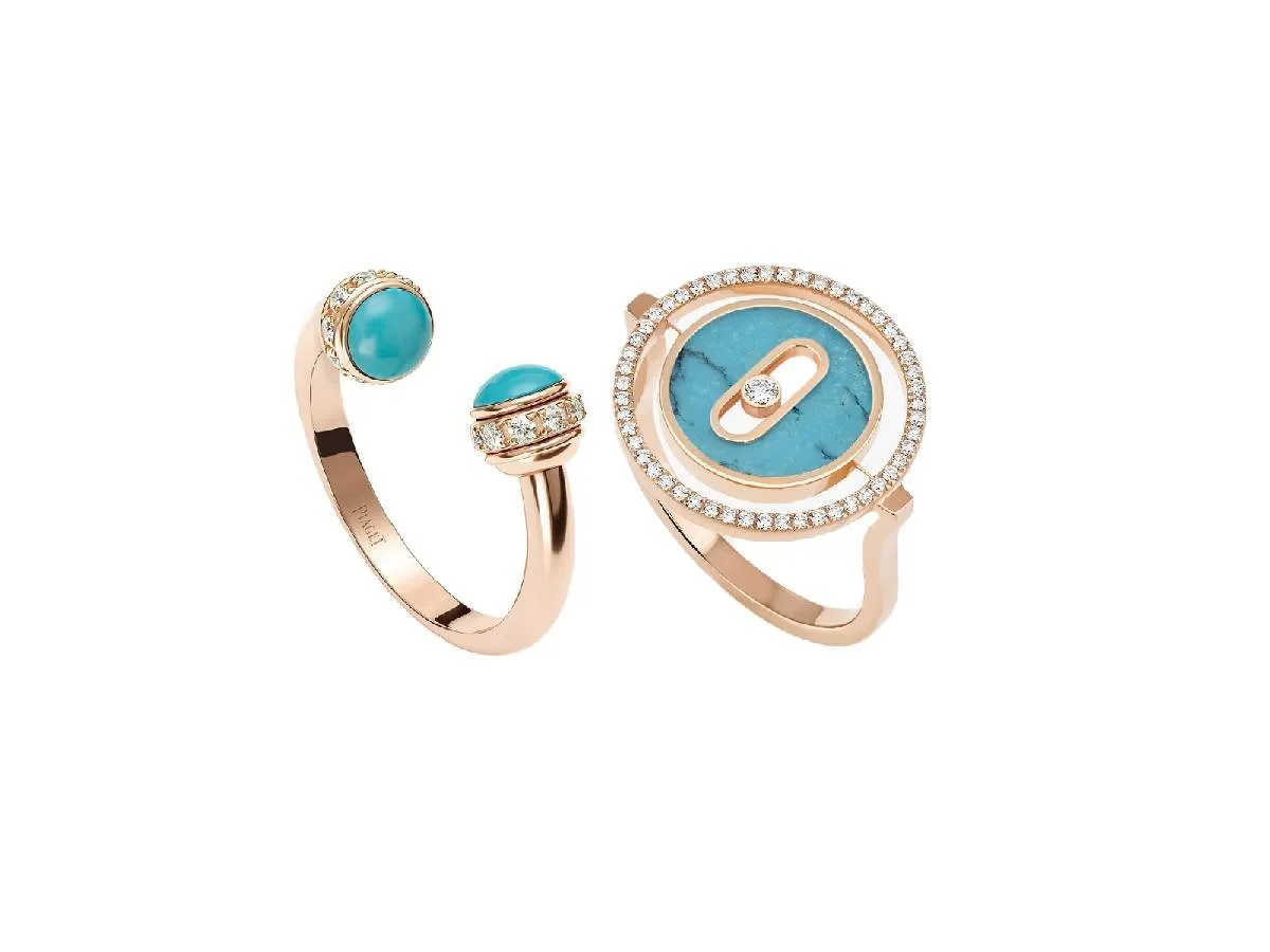 حجر القوة والحكمة..تألقي بخواتم مرصوفة بالفيروز لإطلالة أنثوية ناعمة