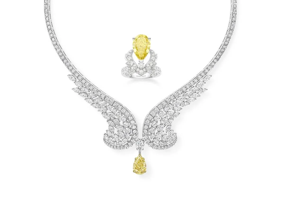 قطع مجوهرات ساحرة مرصوفة بالألماس الأصفر لعروس أكثر فخامة وجاذبية