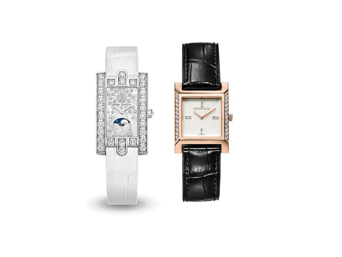 موديلات ساعات نسائية بالألماس والجلد