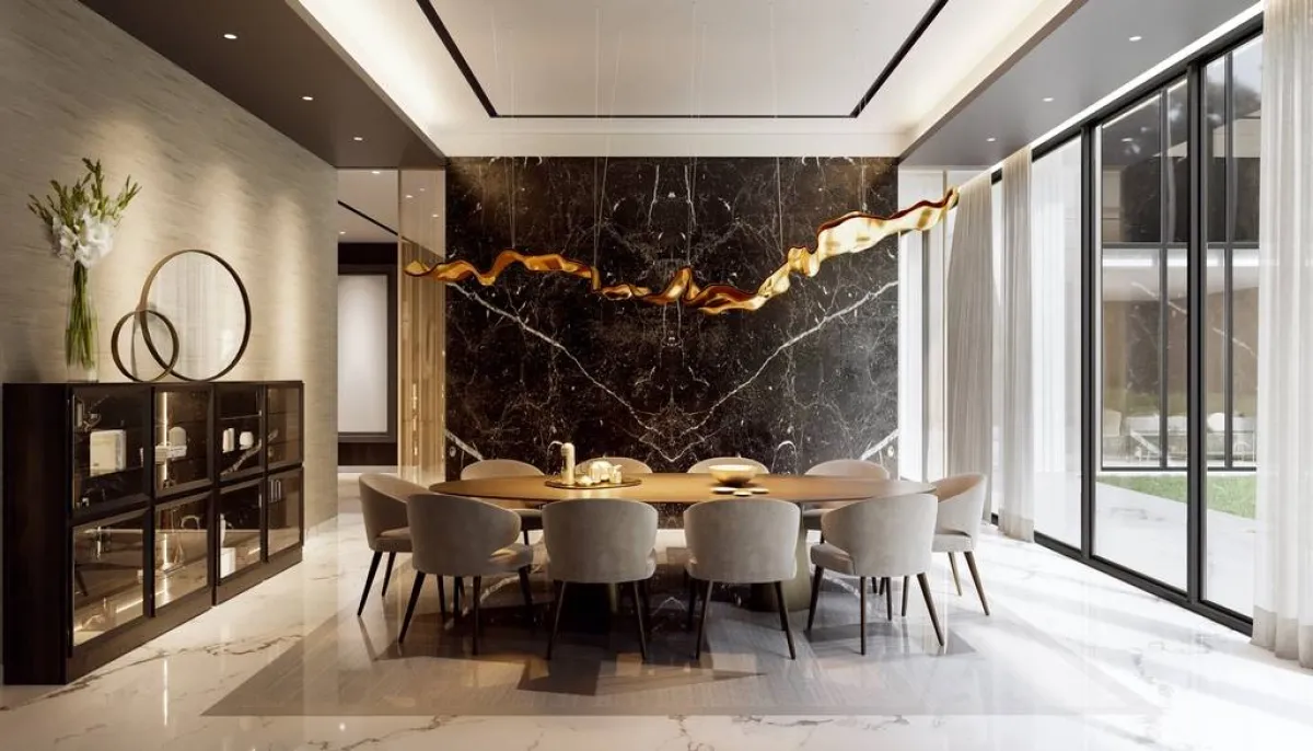 غرفة طعام في فيلّا بالكويت