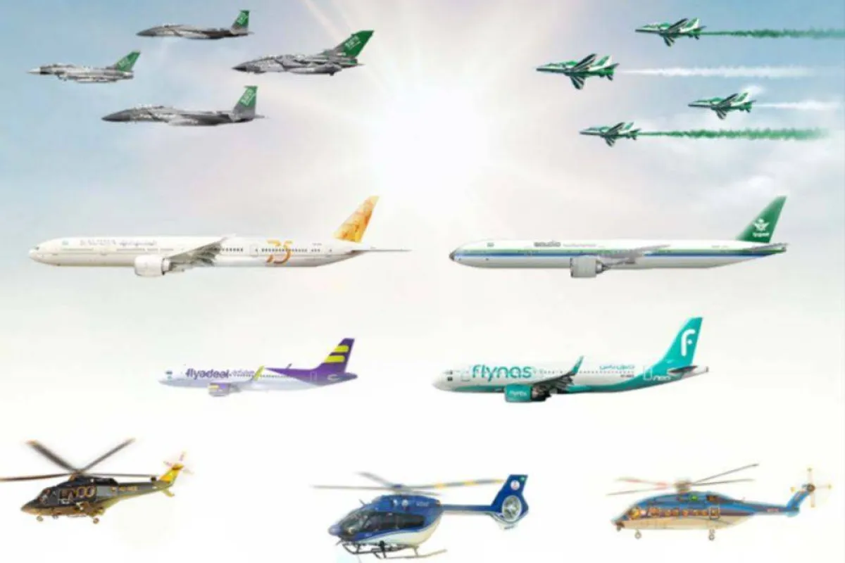 تظهر الصورة العروض الجوية والعسكرية