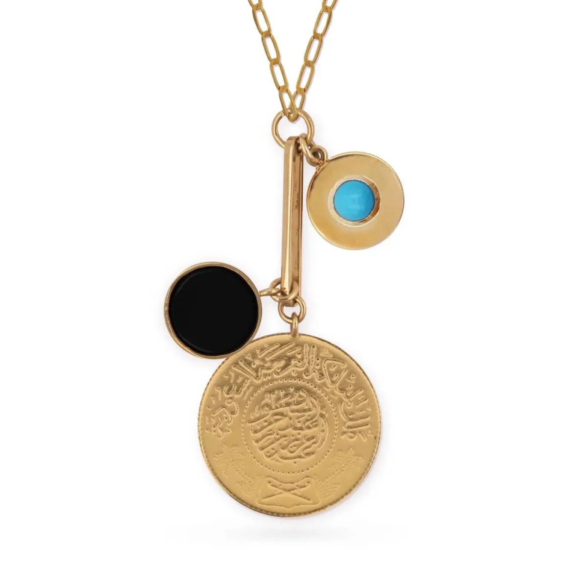 قلادة مستوحاة من التراث السعودي مرصوفة بالفيروز من دار  ليليان اسماعيل Lillian Ismail