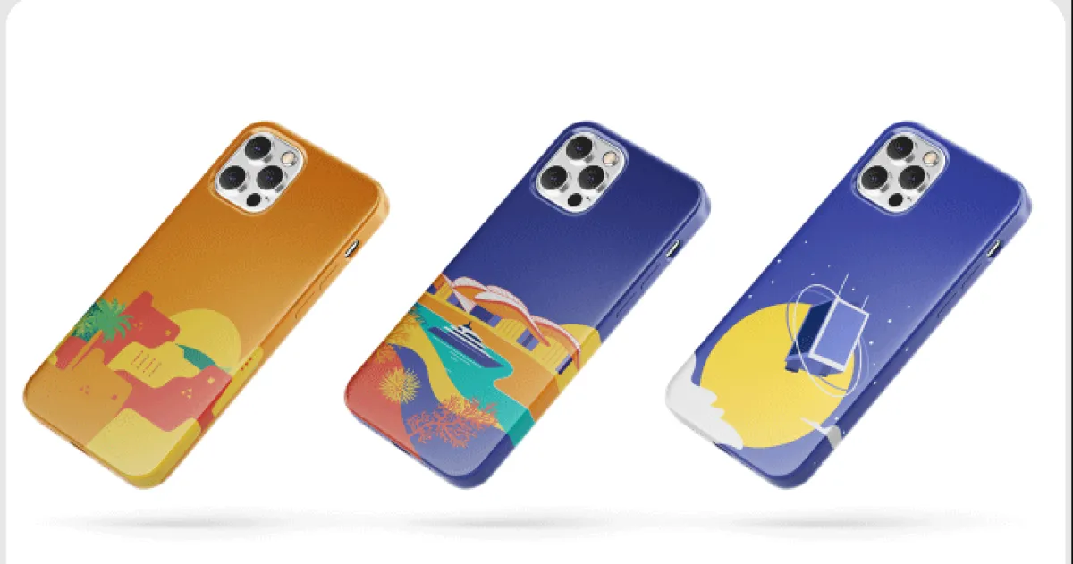 أغطية جوالات مطبوع عليها الشعار الفني