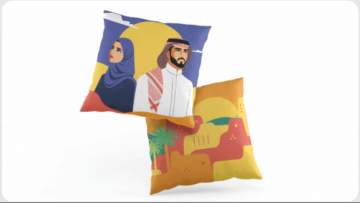 وسادات زينت بالشعار الفني