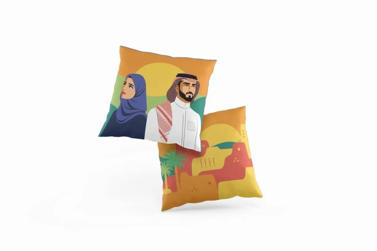 زوجان من الوسائد مستلهمان من شعار "هي لنا دار"