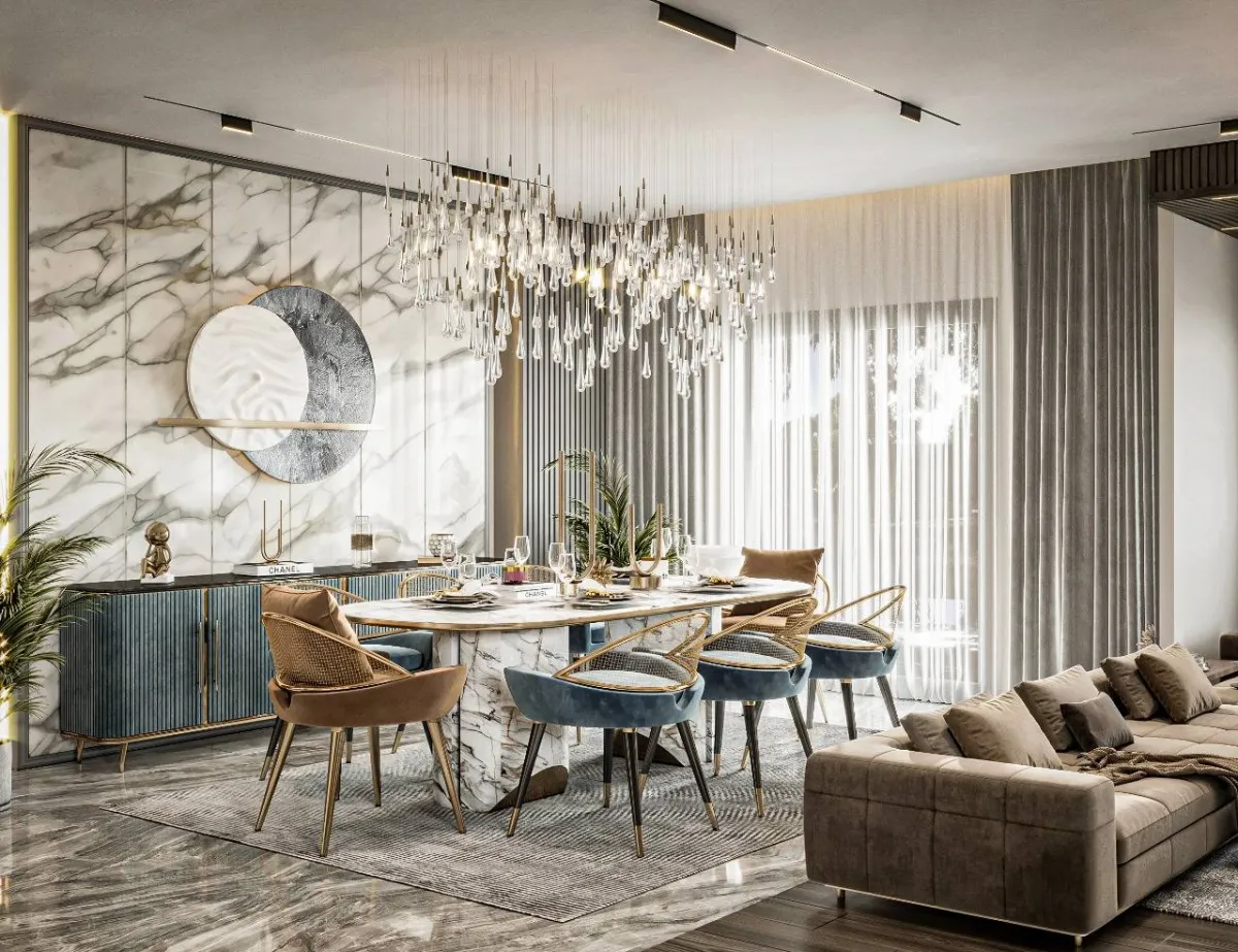 مساحتا غرفة الطعام والمجلس تتصلان