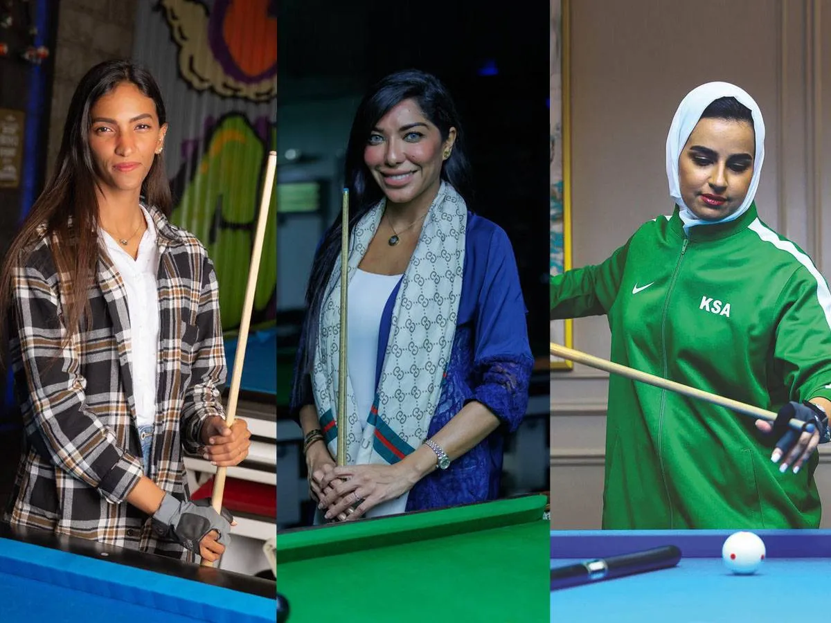 الفائزات الثلاث في بطولة السعودية للبلياردو