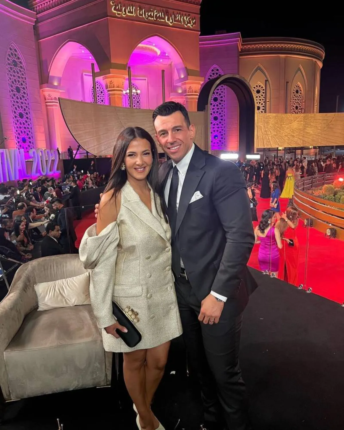 دنيا سمير غانم وزوجها رامي رضوان من مهرجان القاهرة للدراما- صورة من حسابها على انستغرام