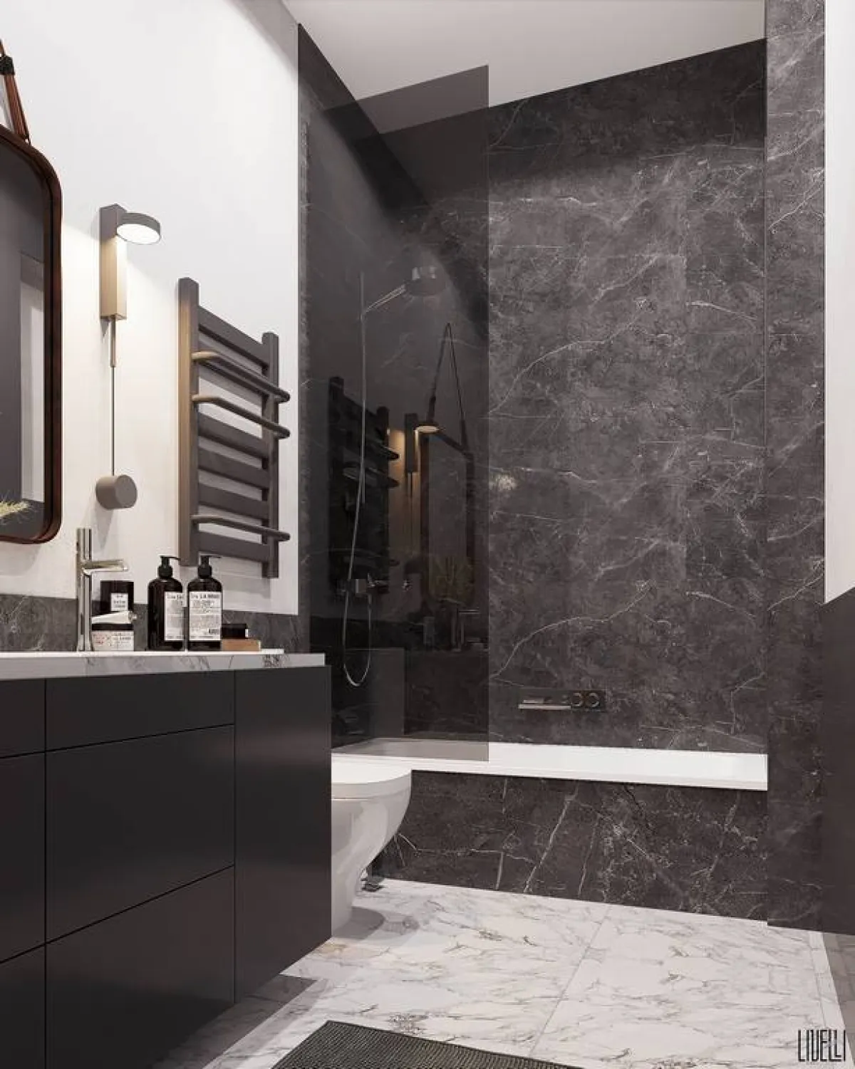 الأسود والأبيض في الحمّام