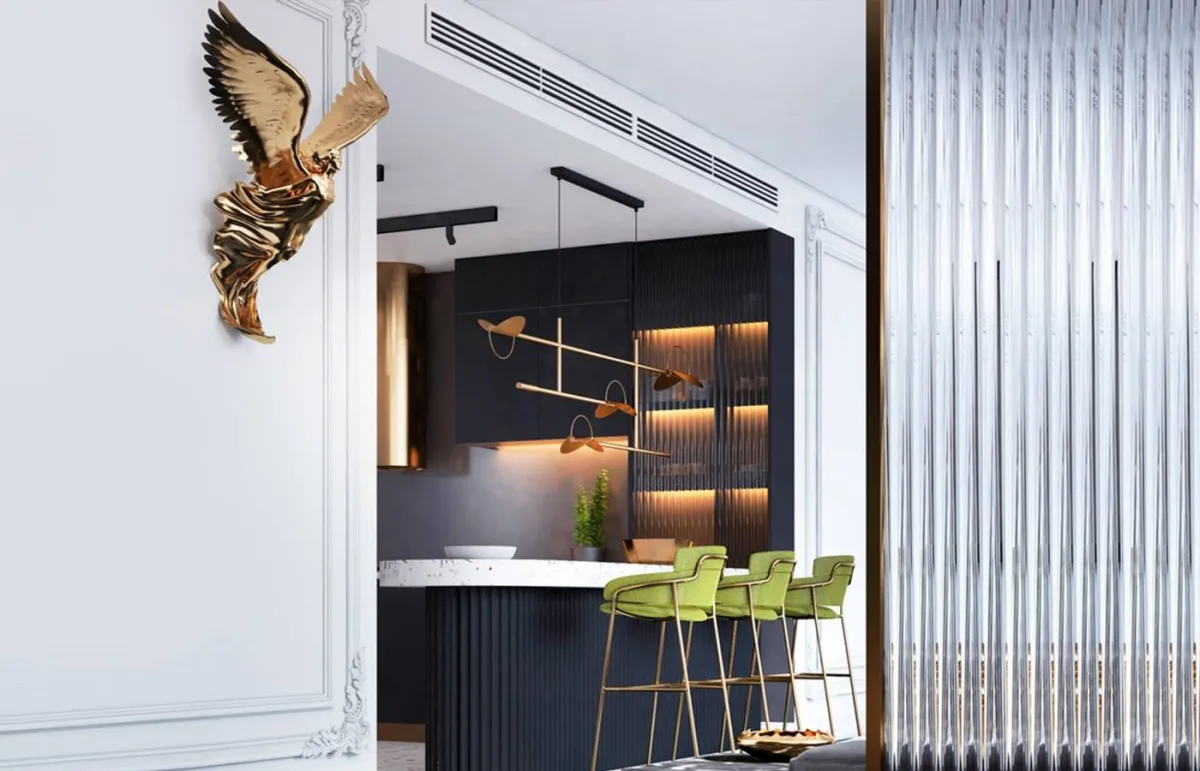 نموذج عن الديكور الأسود المطعّم باللون الأخضر