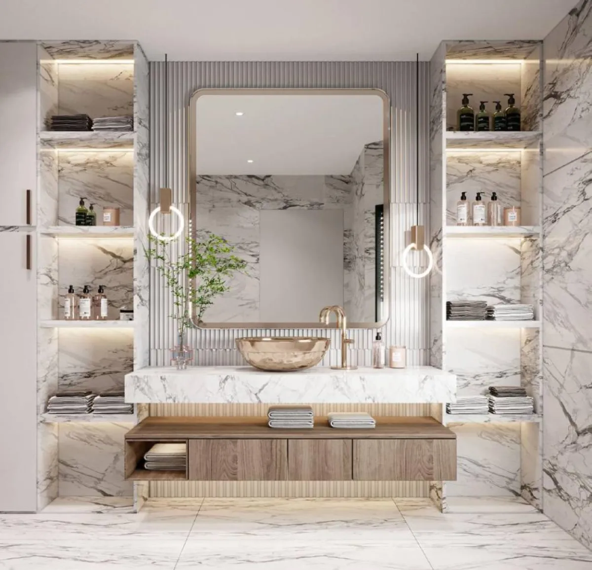 امرآة تضاعف مساحة الحمّام، من الناحية البصريّة