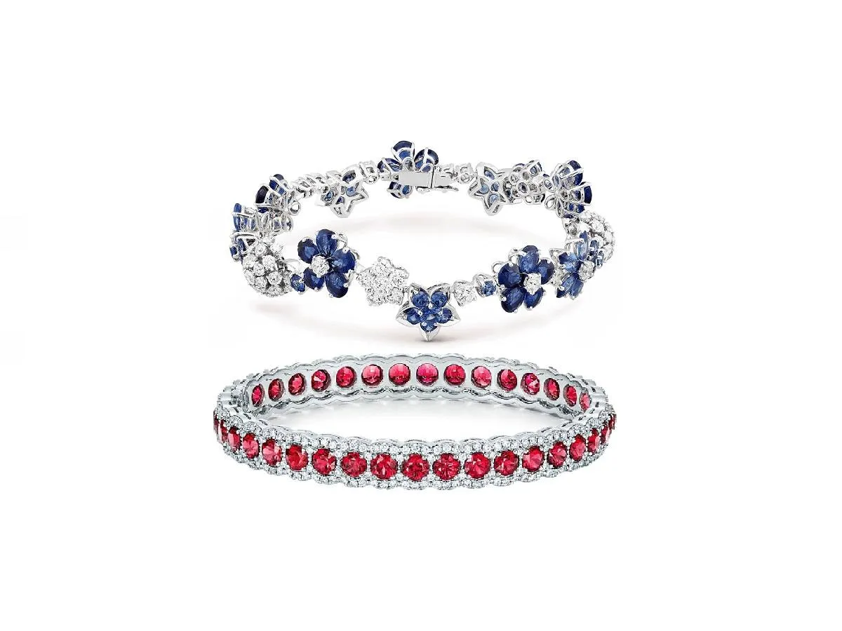 موديلات أساور مرصعة بحجر الياقوت الأحمر والأزرق