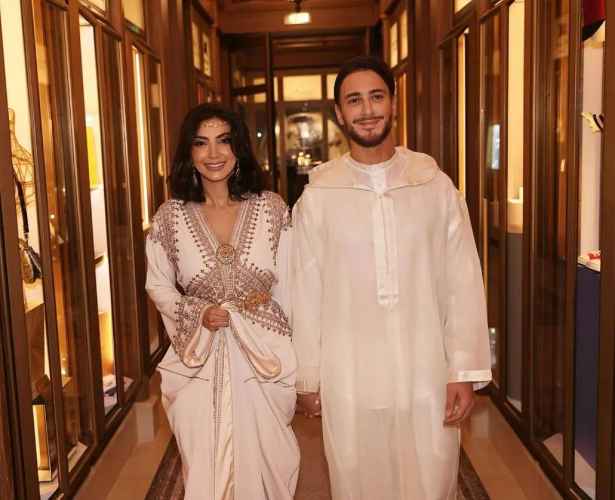 سعد لمجرد وزوجته غيثة العلاكي من مراسم حفل الزفاف -الصورة من حسابه على إنستغرام