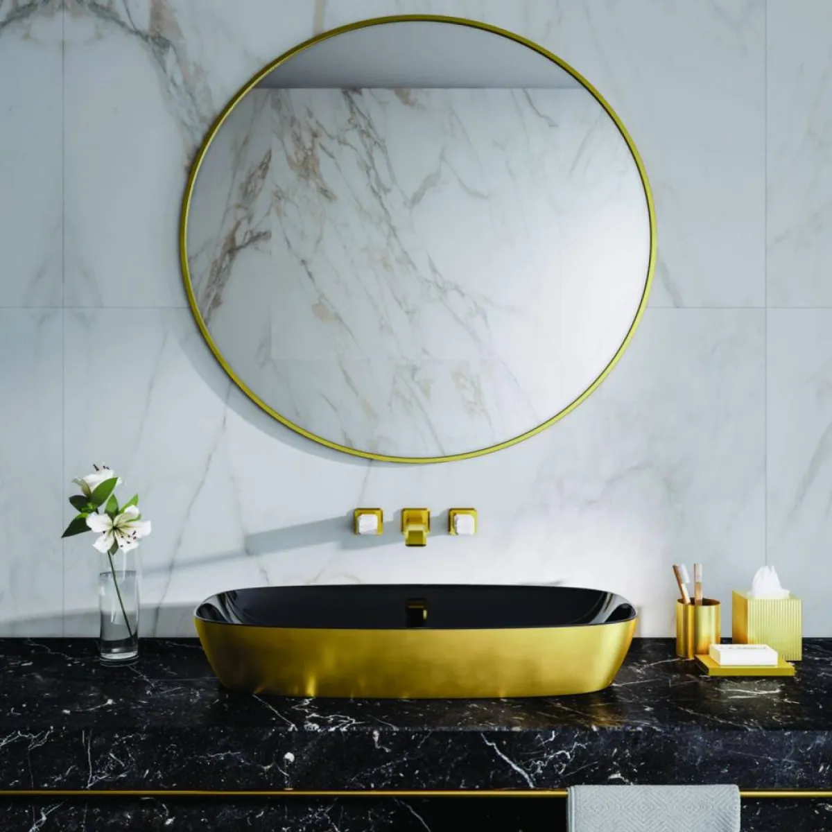 تصميم غير تقليدي لحوض الغسيل، في الحمّام