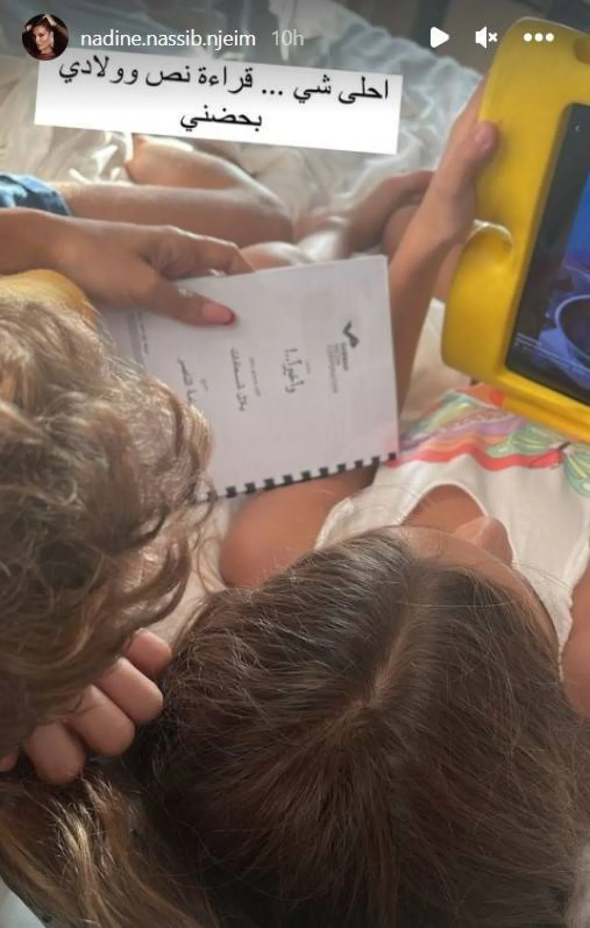 نادين نجيم تحمل نص مسلسلها الجديد- الصورة من ستوري حسابها على انستغرام