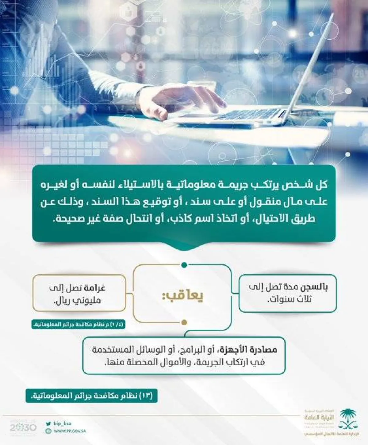 النيابة توضح عقوبة ارتكاب الجريمة المعلوماتية